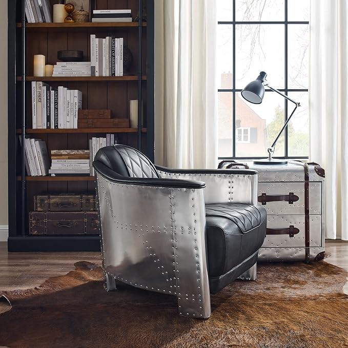 Art Leon Genuine Leather Accent Chairs - Image 7