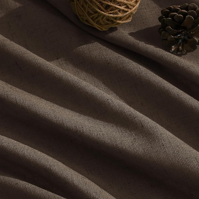 Nanspring Chocolate Linen Blend Light Filtering Back Tab Curtains 96 Inches Long - Image 5