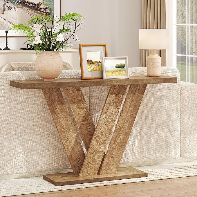 karlott 51 Inch Console Table, Modern V-Shaped Entryway Table, Wood Sofa Table by KARLOTT