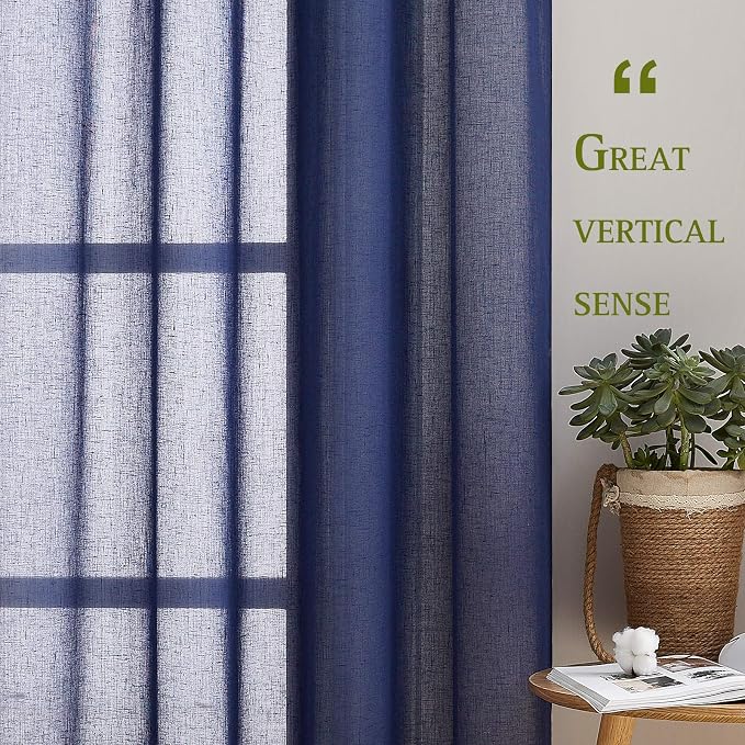 NICETOWN Natural Open Linen Weave Flax Textured Sheer Window Curtains, Medium - Image 5