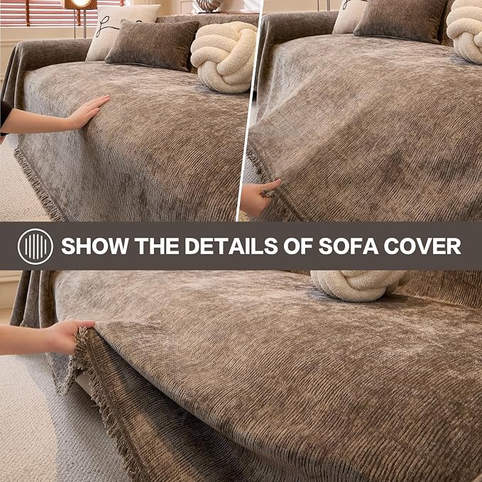 DREAMINGO Chenille Sofa Cover Washable Pet Couch Protector Cover Textured Couch - Image 4