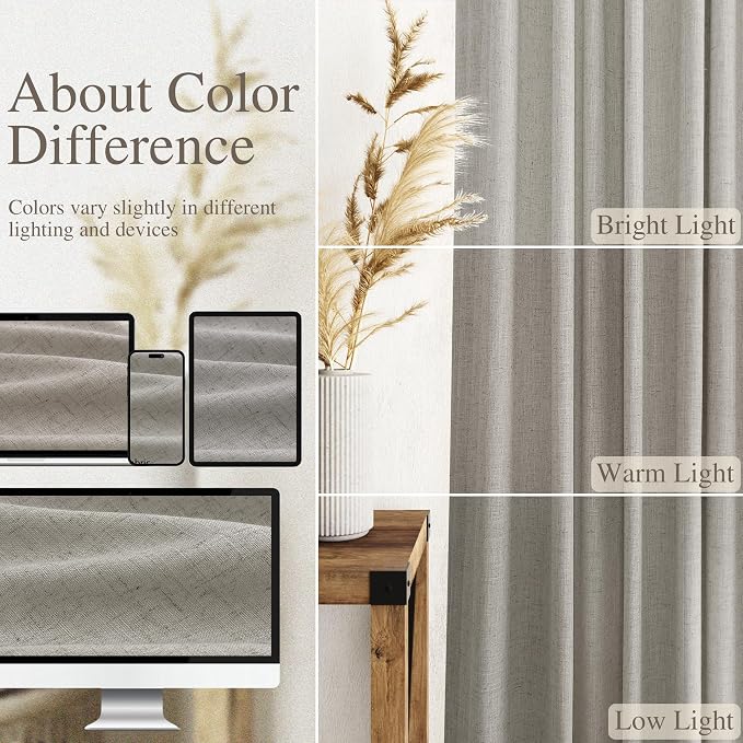 Silver Grey Linen Curtains 102 Inches - Image 3