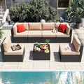 Vongrasig 7 Pieces Patio Furniture Sets, Outdoor Patio Conversation Set PE by Vongrasig