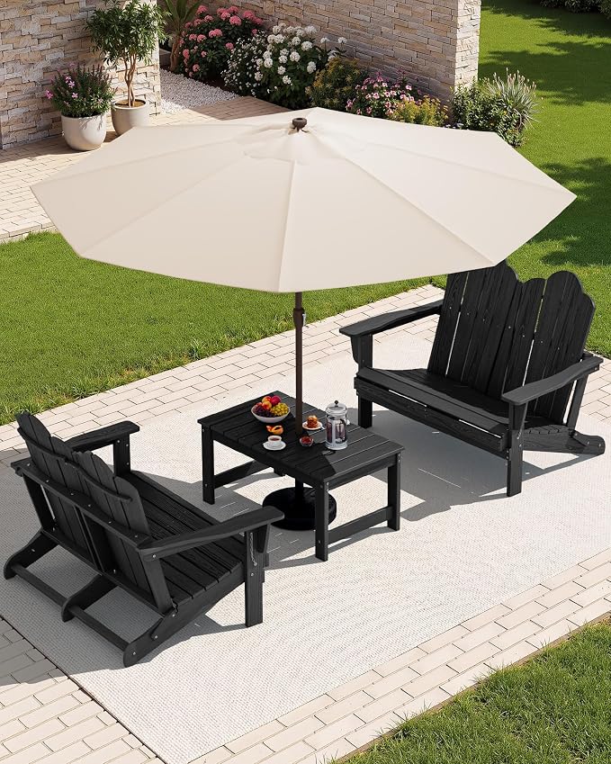 SERWALL Folding Adirondack Bench, HDPE All-Weather Adirondack Loveseat - Image 8