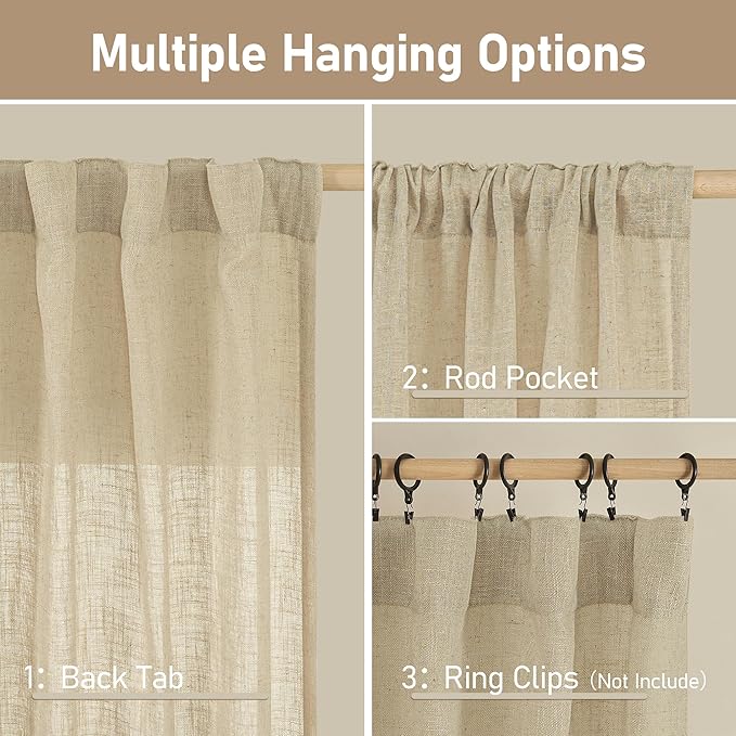 LAMIT Extra Wide Linen Curtains - Image 3