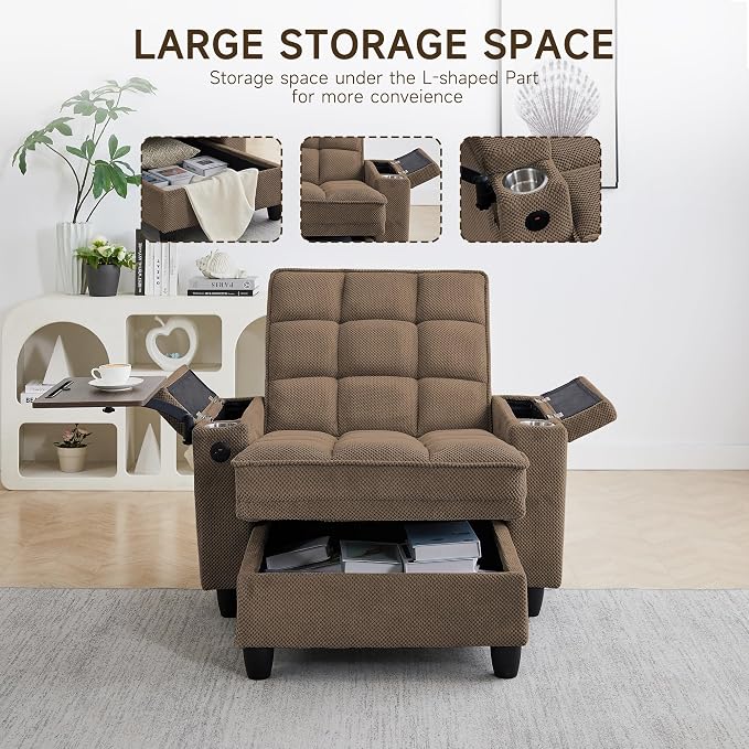 oaaktu Single Modern Comfy Upholstered Chaise Lounge Sofa Chair - Image 4