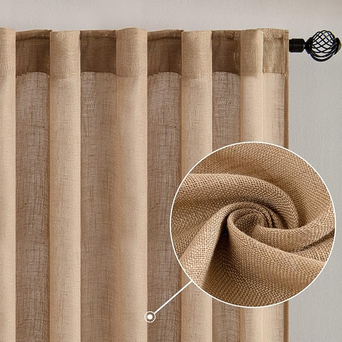 MIULEE Brown Linen Curtains 96 Inches Long - Image 2