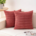 Pack of 2 Corduroy Decorative Throw Pillow Covers 24x24 Inch Soft Striped by Unknown