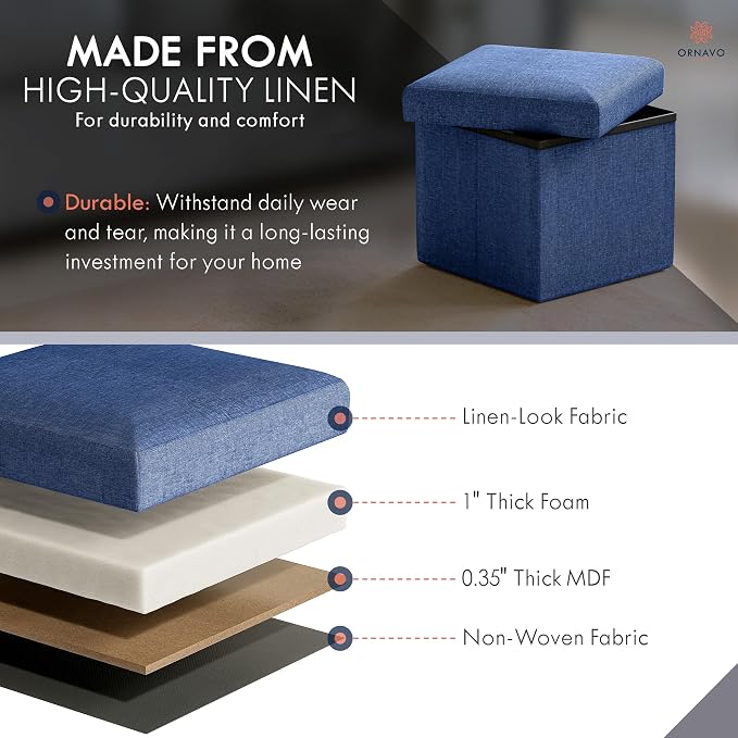 Ornavo Home Small Storage Ottoman, - Image 4