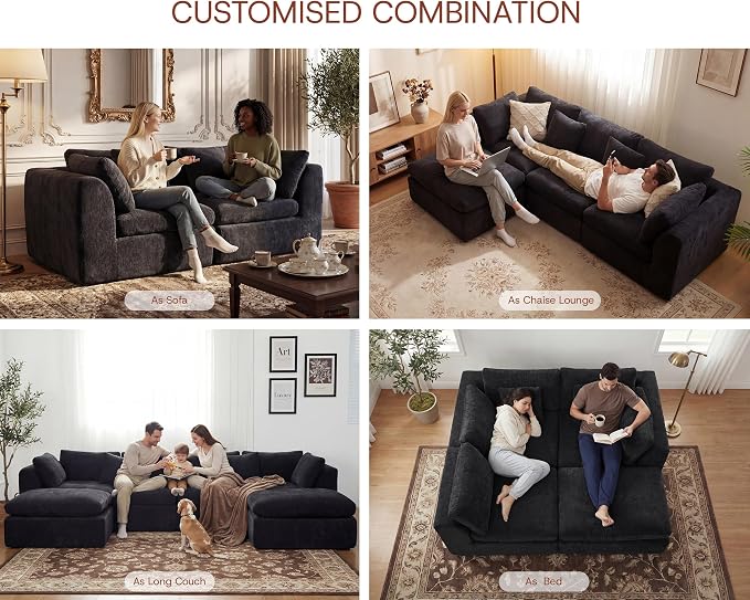 110'' Oversized Cloud Sectional Boneless Couch - Image 4