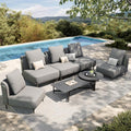 HERA'S HOUSE Metal Patio Furniture Set, Modular 5 Seats and 1 Nesting Coffee by HERASHOUSE