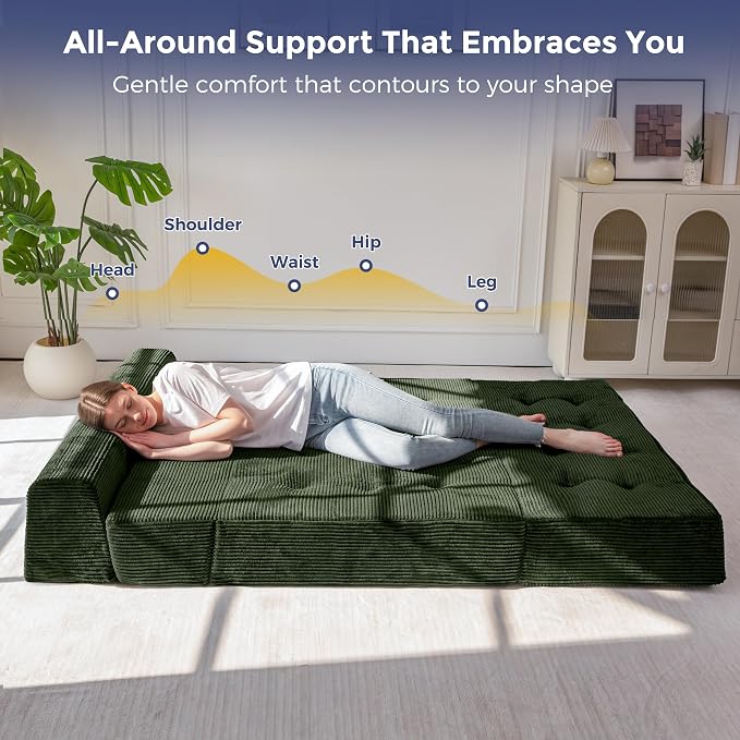 MAXYOYO 8" Folding Sofa Bed, Fold Out Chair Bed Sleeper Chair, Convertible - Image 4