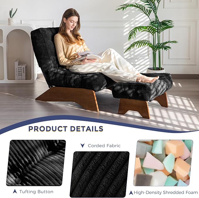 MAXYOYO Accent Chair with Ottoman Adjustable Backrest, Tufted Living Room Chair - Image 5
