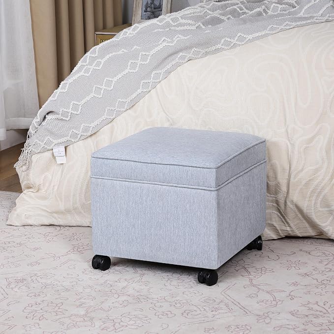 Adeco 17.5 inch Square Storage Ottoman - Image 9