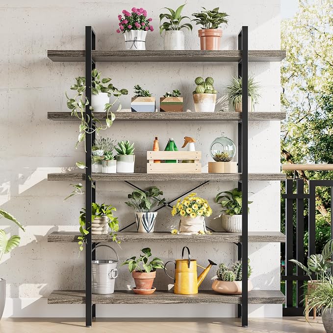 OtterOasis Bookshelf Set, Heavy Duty 5-Tier Industrial Bookcase, 120lbs Shelf - Image 5