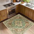 RELEANY Area Rugs Square 4ft Washable Non-Slip, Floral Vintage Distress Print by RELEANY