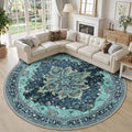 RELEANY Area Rugs Round 10ft Washable Non-Slip, Floral Vintage Distress Print by RELEANY