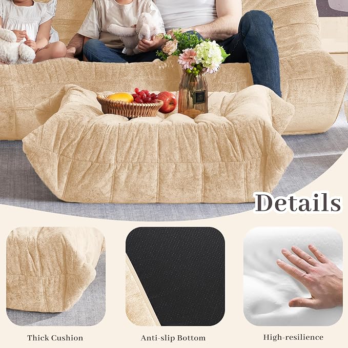 Bean Bag Ottoman, Memory Foam Lazy Bean Bag Sofa, Fireside Chair Foot Rest - Image 5
