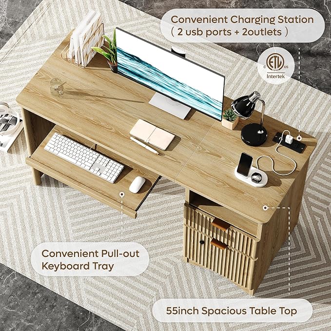 Bestier 55 Inch Wood Computer Desk - Image 7