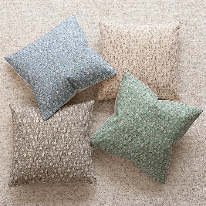 Foindtower Set of 2 Decorative Vintage Floral Print Throw Pillow Covers Neutral - Image 5