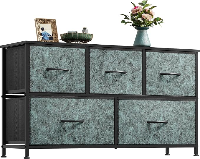 WLIVE Dresser for Bedroom with 5 Drawers, Wide Chest of Drawers, Fabric Dresser by WLIVE