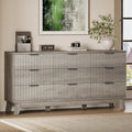 BORNOON 63" Long Dresser for Bedroom, 9-Drawer Fluted Dresser, Extra-Wide Wood by BORNOON
