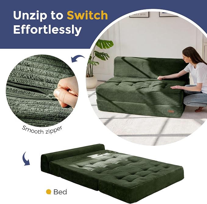 MAXYOYO 8" Folding Sofa Bed, Fold Out Chair Bed Sleeper Chair, Convertible - Image 6
