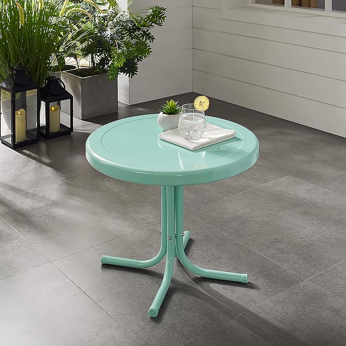 Crosley Furniture Griffith Weather Resistant Retro Metal Outdoor Side Table - Image 11