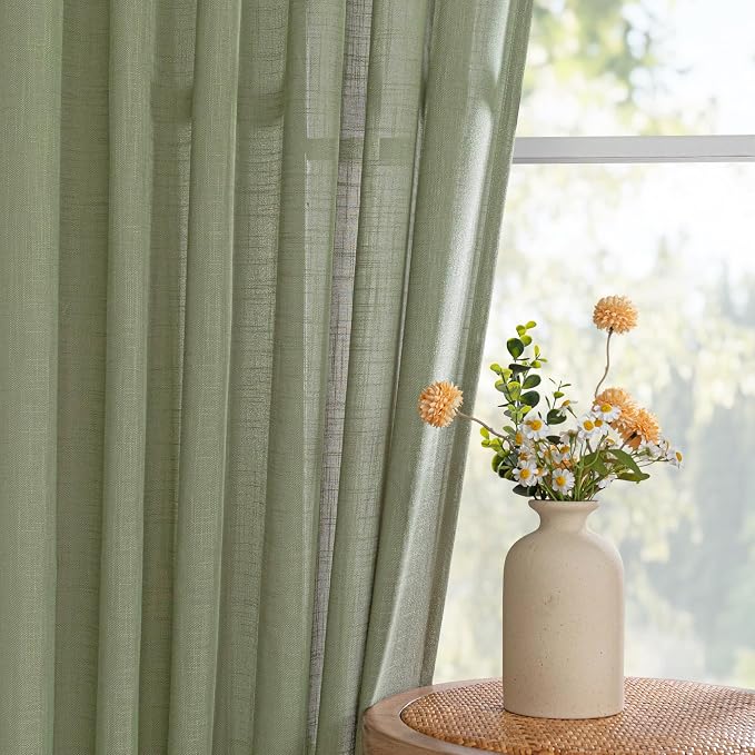 MYSKY HOME Sage Green Curtains 96 Inches Long - Image 7