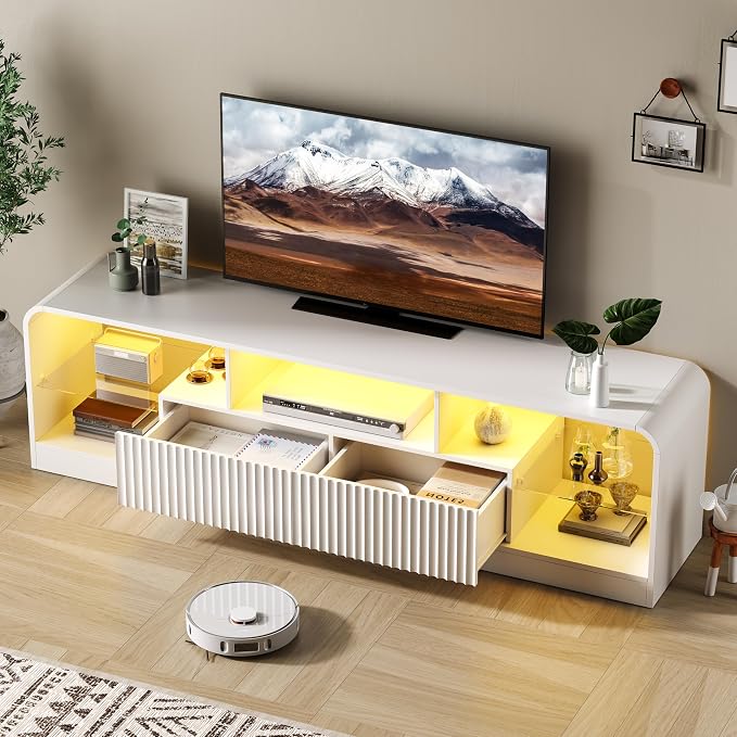 TV Stand for 60/65/70 Inch TVs, Modern Curved TV Console - Image 5