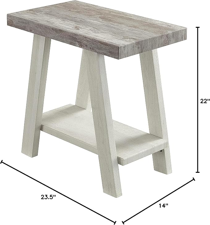 Roundhill Furniture Athens Contemporary Two-Tone Wood Shelf Side Table - Image 2