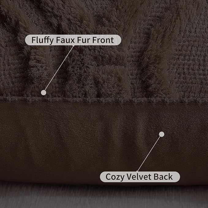 decorUhome Throw Pillow Covers 18x18 Inch Set of 2, Soft Plush Faux Wool Dark - Image 6