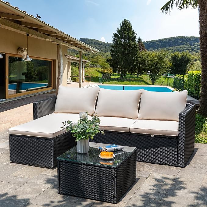 Shintenchi 4 Pieces Patio Furniture Sets, Outdoor Sofa Patio Sectional Sets All - Image 9