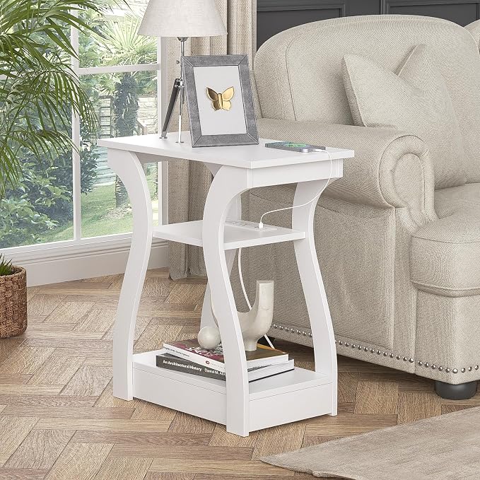 FROMJBEST End Tables Living Room Set of 2, End White Table - Image 7