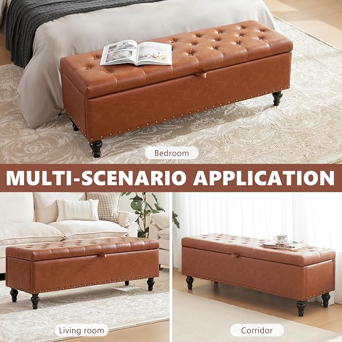 Mangodan 50" Storage Ottoman Bench, Tufted Ottoman - Image 4