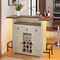 YITAHOME Home Bar Unit with LED Lights ＆ Drawer, Farmhouse Bar Cabinet with by YITAHOME