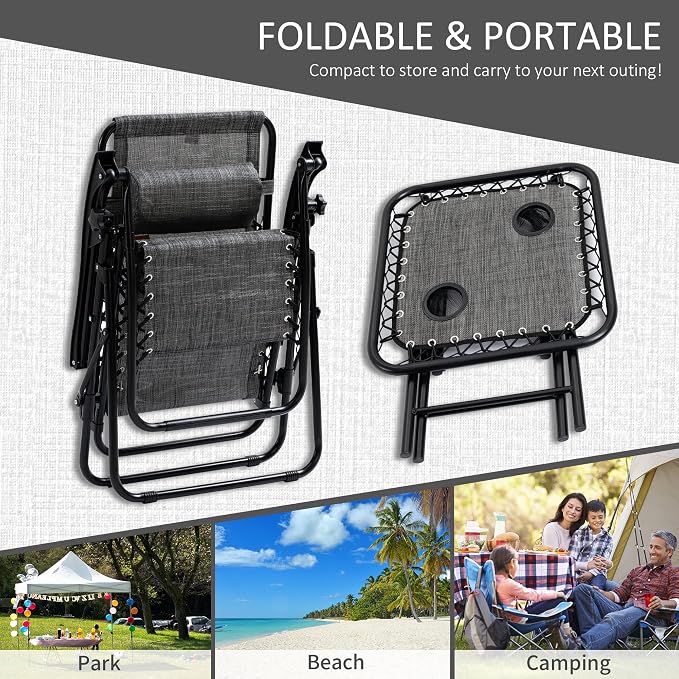 Outsunny Zero Gravity Chair Set - Image 6