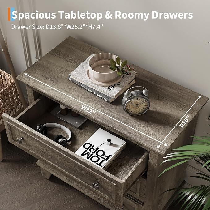 IDEALHOUSE 3 Drawer Dresser, Wooden Storage Chest of Drawers - Image 5