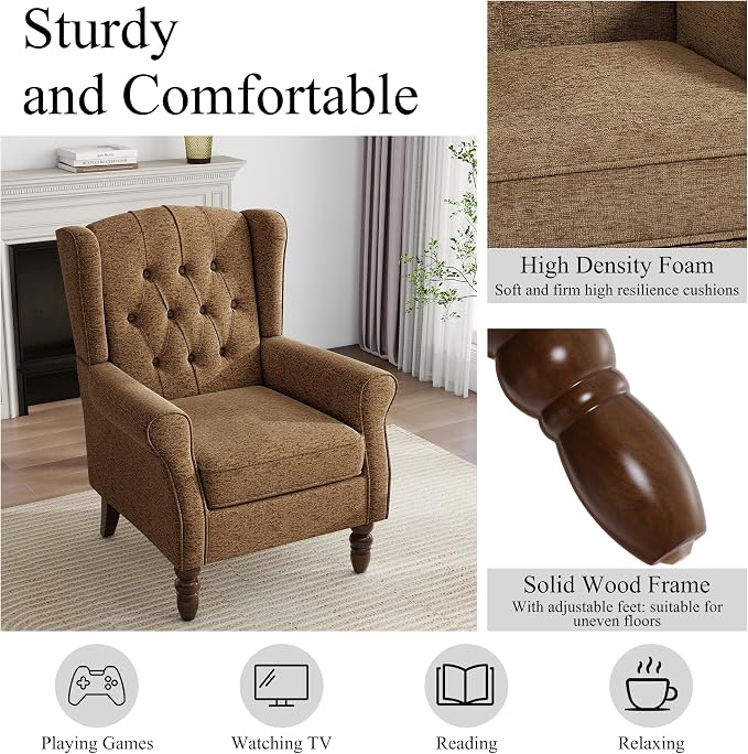 Mid-Century Modern 2-Piece Wingback Chair Set - Image 4