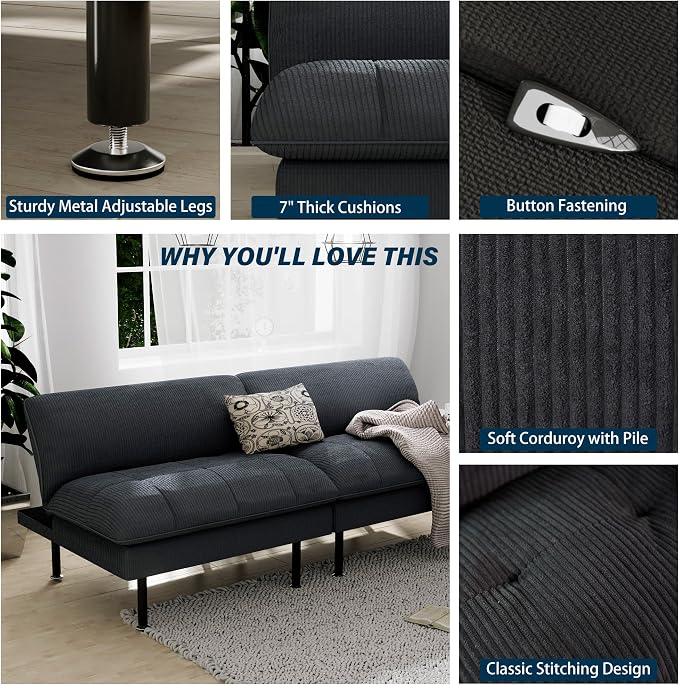 Ribilake 2 Sets 70" Futon Sofa Bed, 4 in 1 Multi-Function Couch Sleeper - Image 6