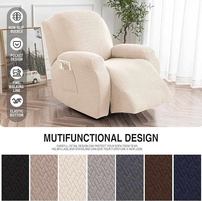 Genina Recliner Chair Cover, Stretch Reclining Chair Covers, Recliner Sofa - Image 4