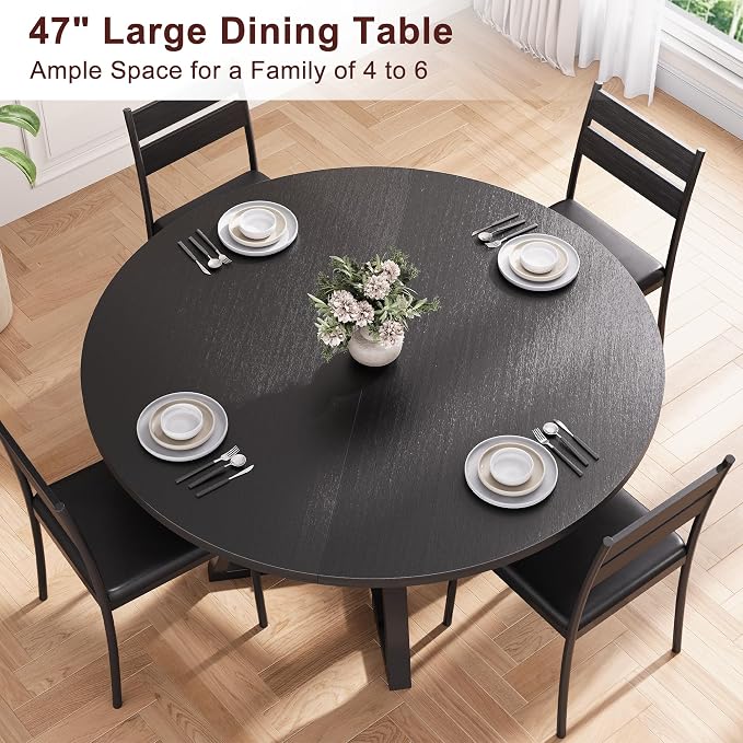 Jocoevol Round Dining Table for 4, Kitchen Dining Room Circle Dinner Pedestal - Image 7