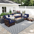 UPHA 9 Pieces Patio Furniture Sets, Wicker Outdoor Sectional Sofa Couch by UPHA