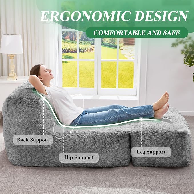 Hobestluk Bean Bag Chair Big Bean Bag Lounger - Image 6