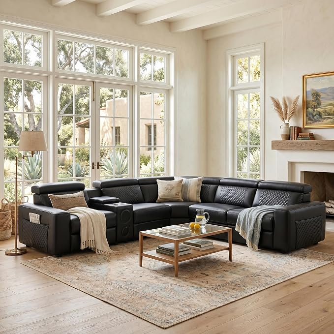 Power Recliner Sectional Sofa, L-Shaped Living Room Furniture Set, Reclining - Image 3