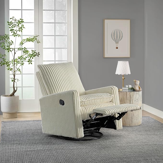Oxford Baby Uptown Upholstered Glider Recliner Rocking Chair 360° Swivel - Image 6