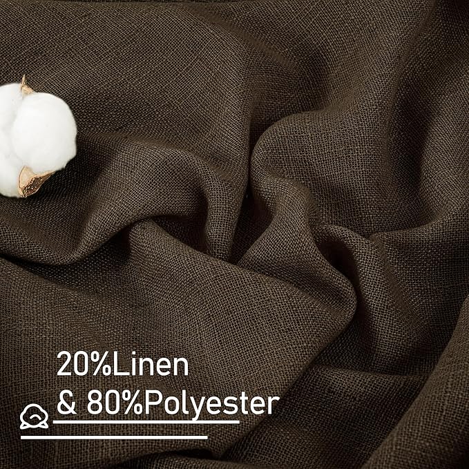 LAMIT Dark Brown Sheer Linen Curtains, 96 inch Light Filtering Semi Sheer - Image 2