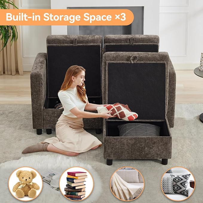 WUTUTUEE 58'' Modular Sectional Loveseat Sofa - Image 4
