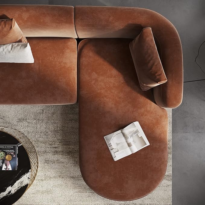 Acanva Luxury Modern Tight Curved Back Velvet Sofa, Minimalist Style Comfy Couch - Image 5