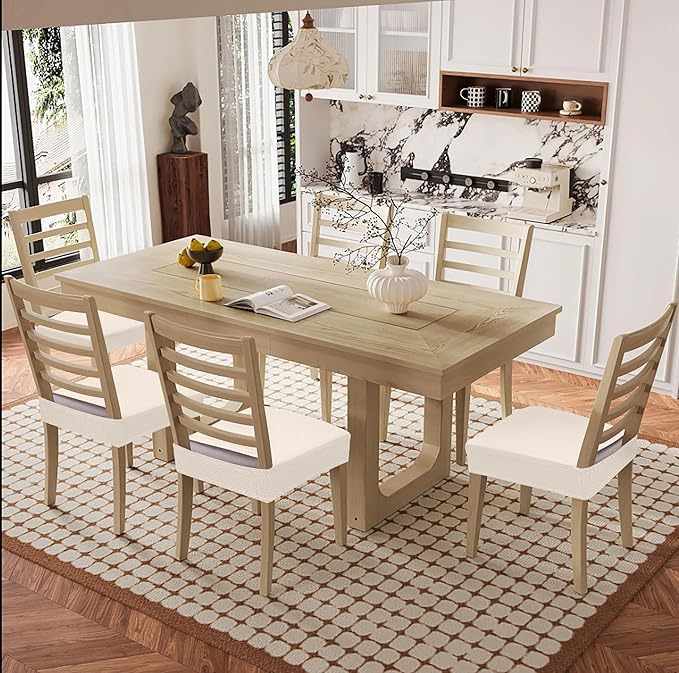 Smiry Waterproof Seat Covers for Dining Room Chairs Set of 2, Stretch Jacquard - Image 8